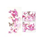 3D butterflies with magnet, house or event decorations, set of 12 pieces, pink color